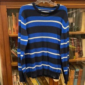 Aeropostale Men’s large blue stripe sweater,nylon, acrylic and wool.
